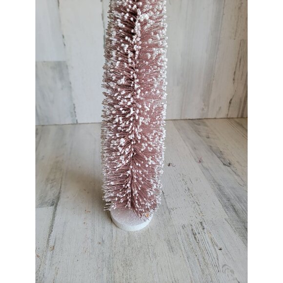 Light pink snow bristle 16" tree Xmas Village home decor - Picture 2 of 6